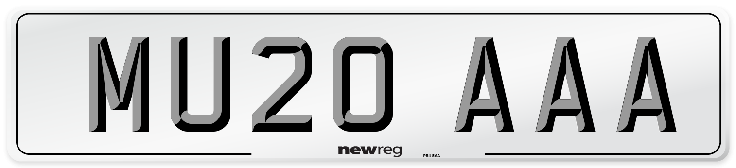 MU20 AAA Number Plate from New Reg